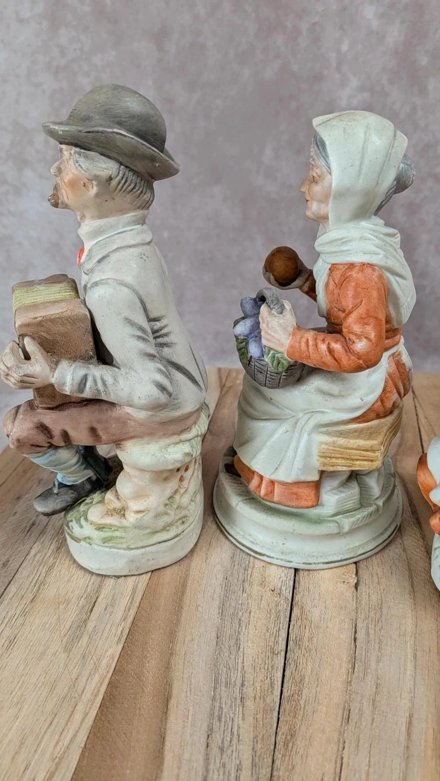 Lot 4 statuettes vintage scène champêtre personnages décoratifs – photo 6